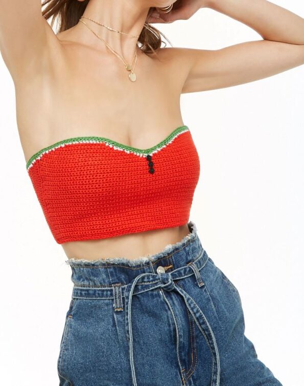 Top crop crochet sandía