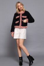 Chaqueta de Piel Sintética Con Detalle Bolsillo