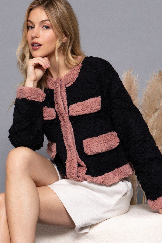 Chaqueta de Piel Sintética Con Detalle Bolsillo