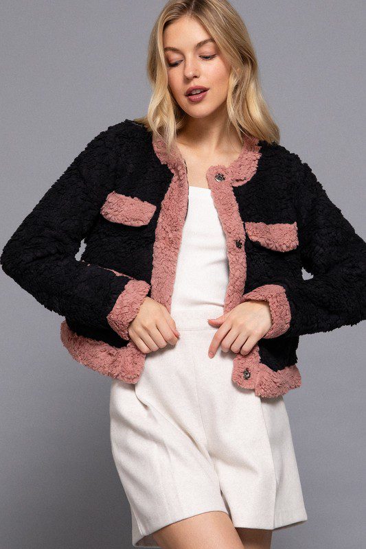 Chaqueta de Piel Sintética Con Detalle Bolsillo