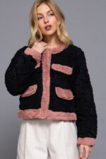 Chaqueta de Piel Sintética Con Detalle Bolsillo
