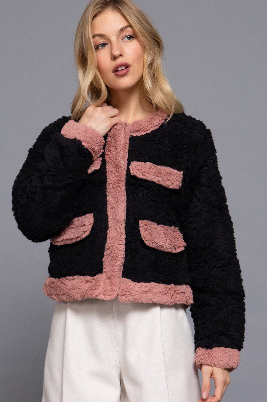 Chaqueta de Piel Sintética Con Detalle Bolsillo