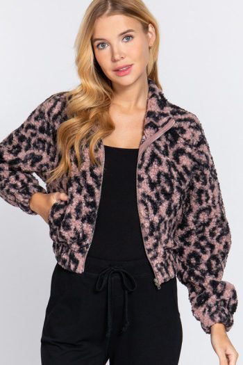 Chaqueta Piel Sintética Con Estampado De Animal Print