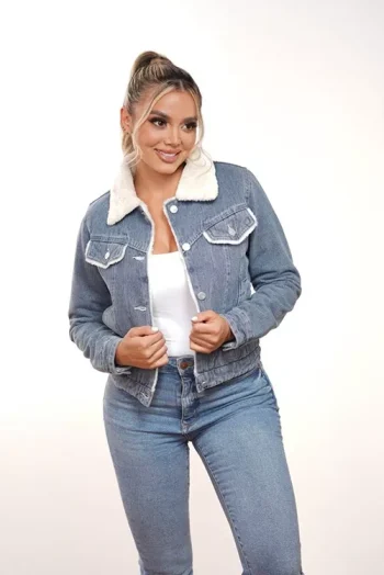 Chaqueta De Jean Ovejera Para Mujer