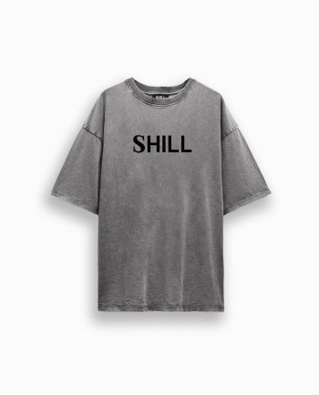 Camiseta clasica SHILL efecto lavado acid wash gris estampado
