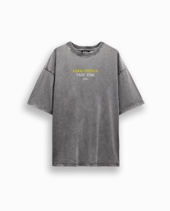 Camiseta clasica Good things efecto lavado acid wash gris