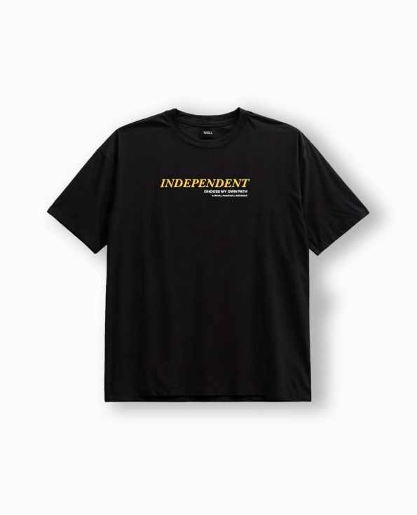 Camiseta de algodon negra estampado independent