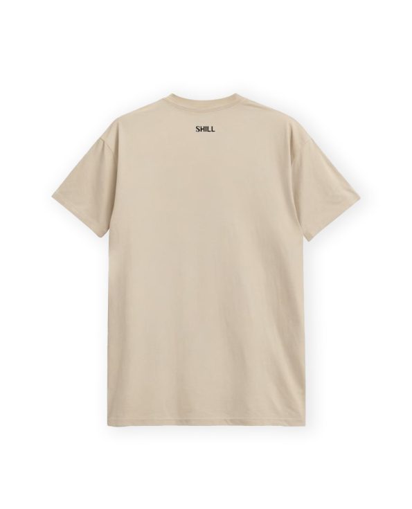 Camiseta beige de algodon estampado en pecho
