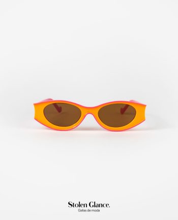 Gafas de moda marco acetaco naranja lente marron