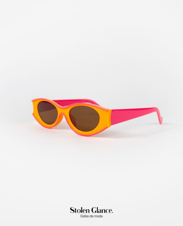 Gafas de moda marco acetaco naranja lente marron