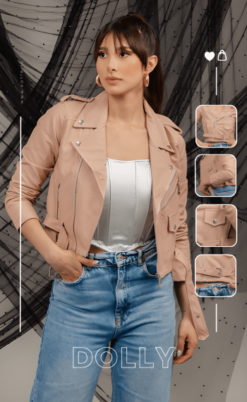 Chaqueta de mujer corta de piel sintetica