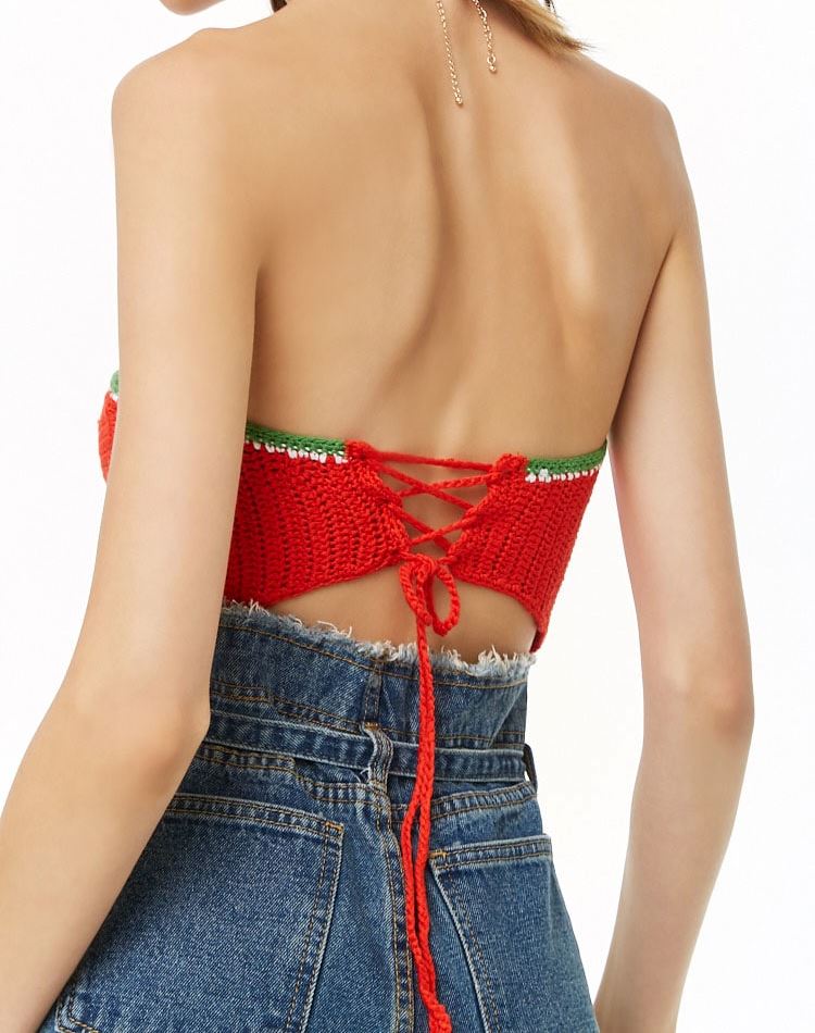 Top crop crochet sandía