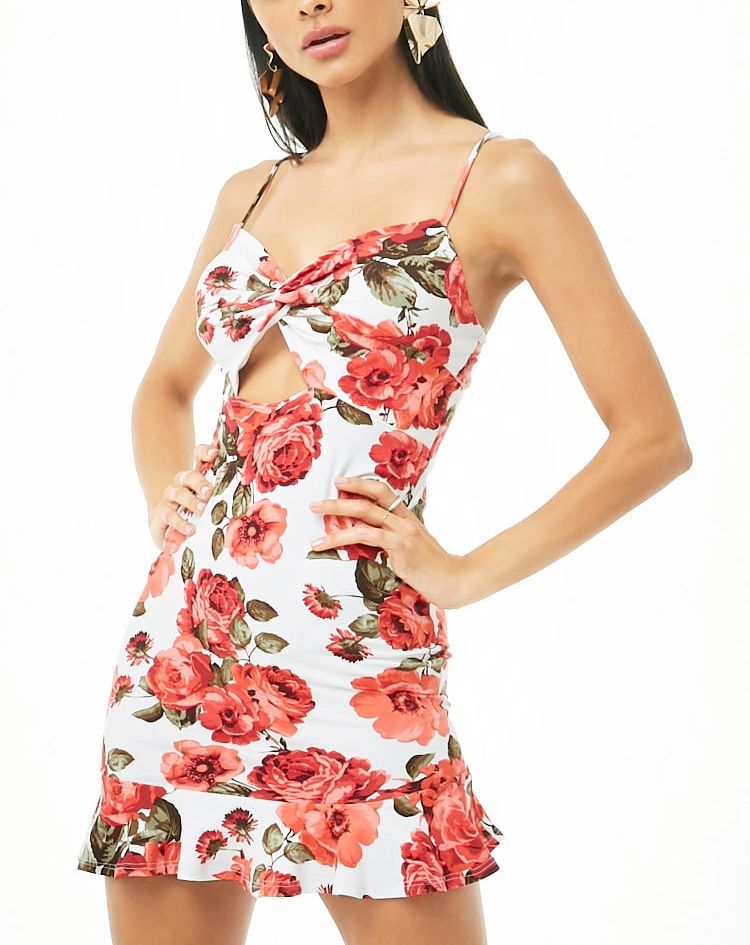Vestido floral con dobladillo y volantes