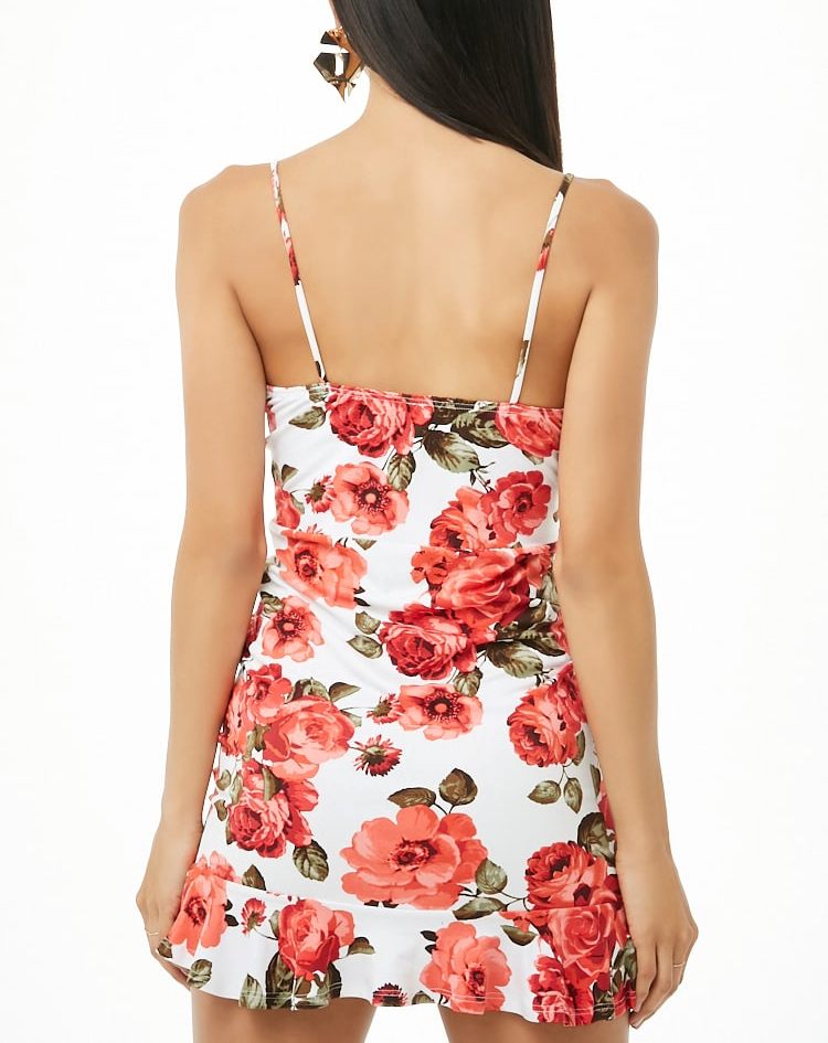 Vestido floral con dobladillo y volantes