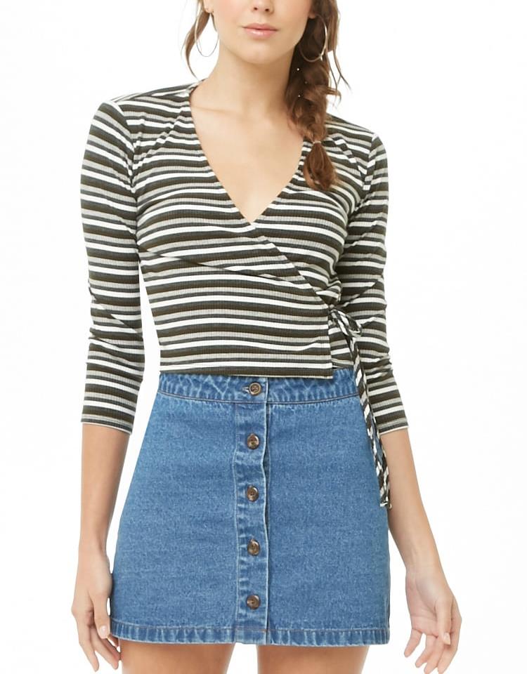 Blusa de rayas cruzado con cordón