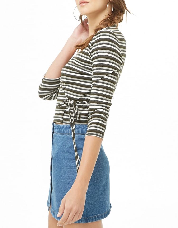 Blusa de rayas cruzado con cordón