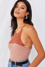 Top cami de punto tejido a rayas