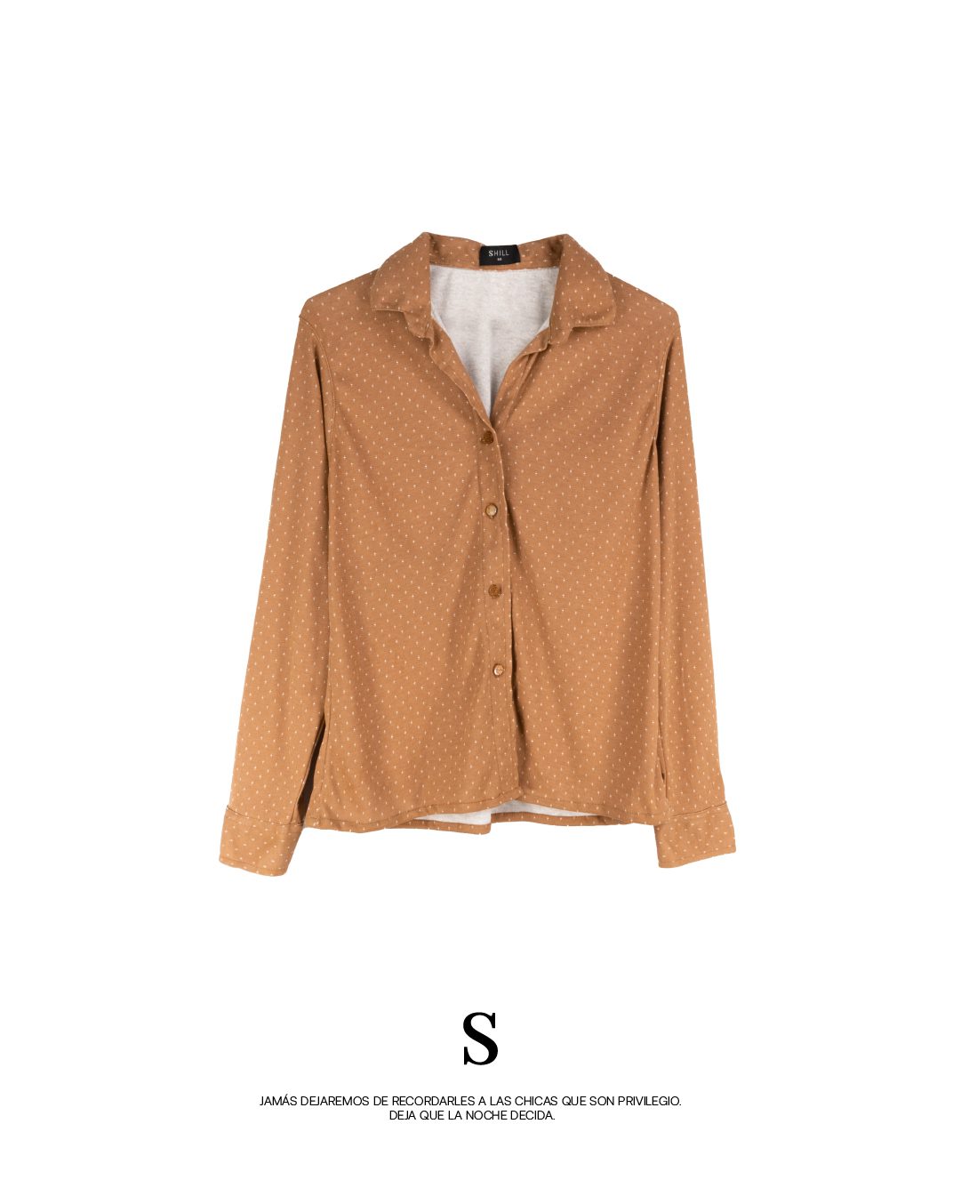 Blusa ocre con cuello camisero