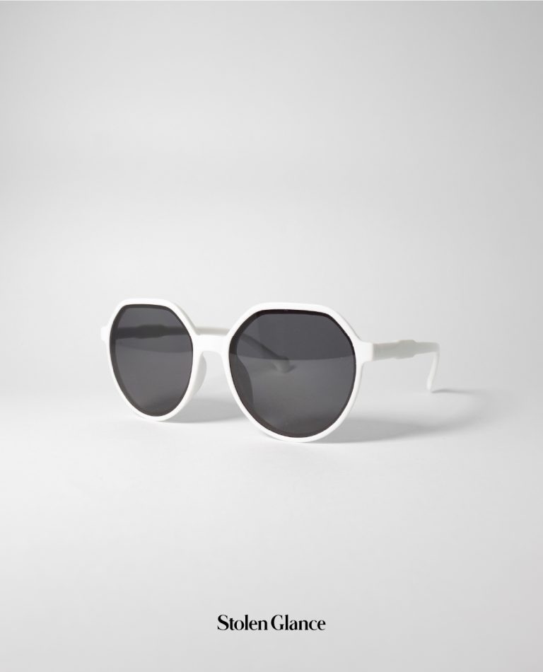 Gafas de sol marco blanco lente negro