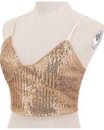 Crop top lentejuelas con cadenas ajustable