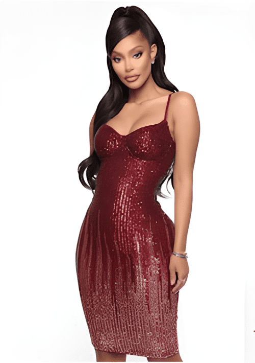 Vestido de lentejuelas sin mangas con un escote en V