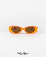 Gafas de moda marco acetaco naranja lente marron