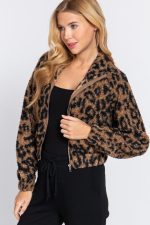 Chaqueta Piel Sintética Con Estampado De Animal Print