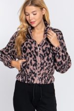 Chaqueta Piel Sintética Con Estampado De Animal Print
