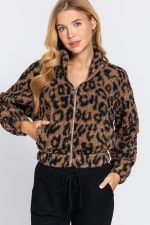 Chaqueta Piel Sintética Con Estampado De Animal Print