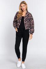 Chaqueta Piel Sintética Con Estampado De Animal Print