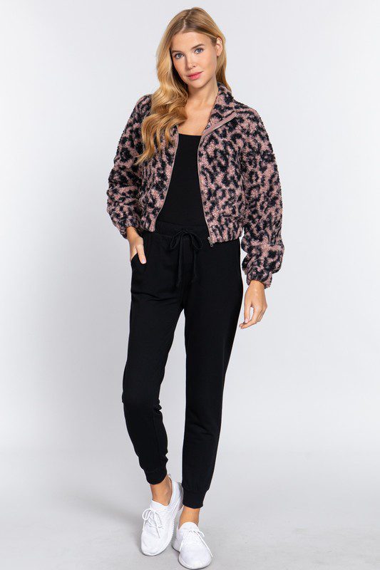 Chaqueta Piel Sintética Con Estampado De Animal Print