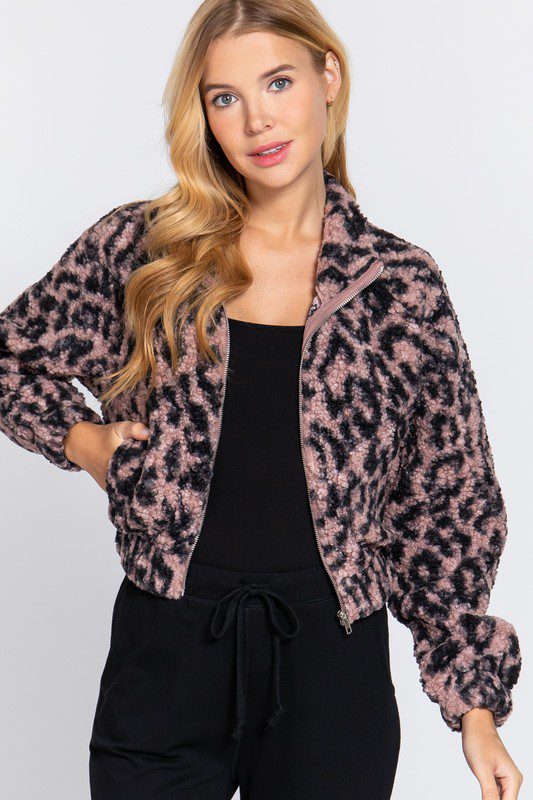Chaqueta Piel Sintética Con Estampado De Animal Print