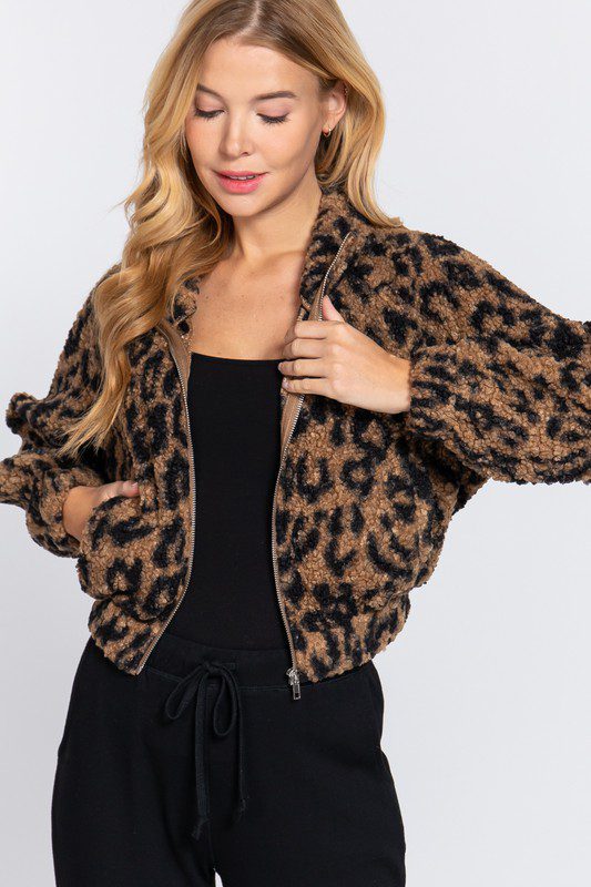 Chaqueta Piel Sintética Con Estampado De Animal Print