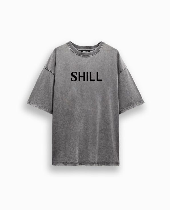 Camiseta clasica SHILL efecto lavado acid wash gris estampado