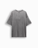 Camiseta clasica SHILL efecto lavado acid wash gris estampado