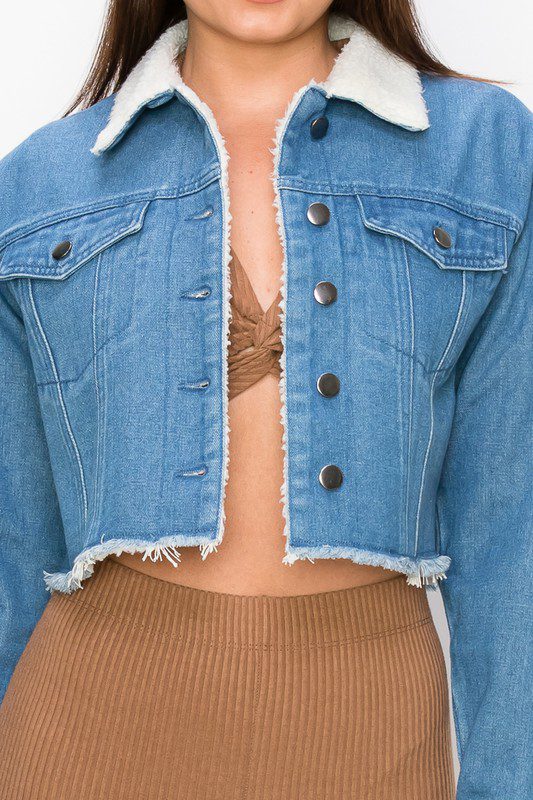 Chaqueta De Jean Ovejera Para Mujer
