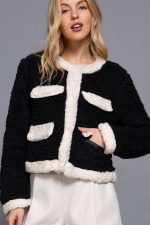 Chaqueta de Piel Sintética Con Detalle Bolsillo