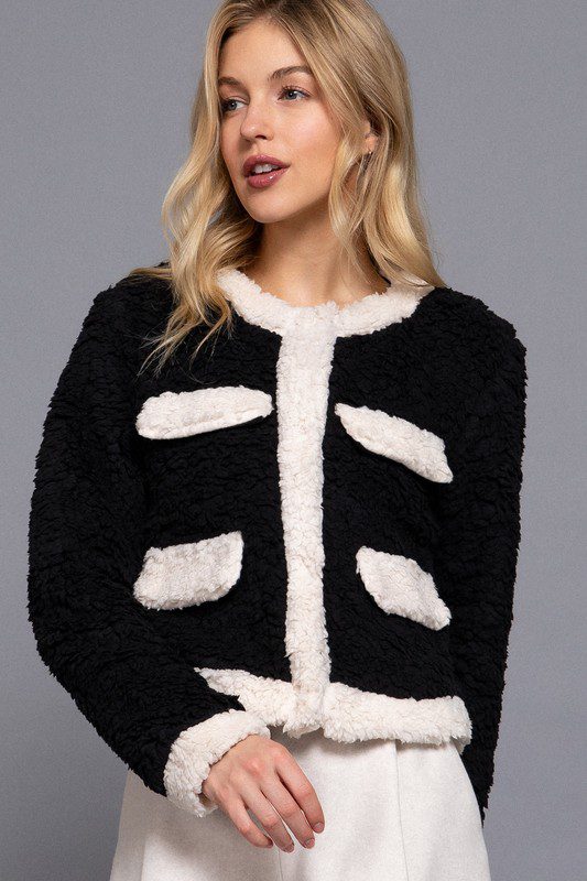 Chaqueta de Piel Sintética Con Detalle Bolsillo